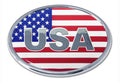 USA Flag Oval Chrome Metal Emblem
