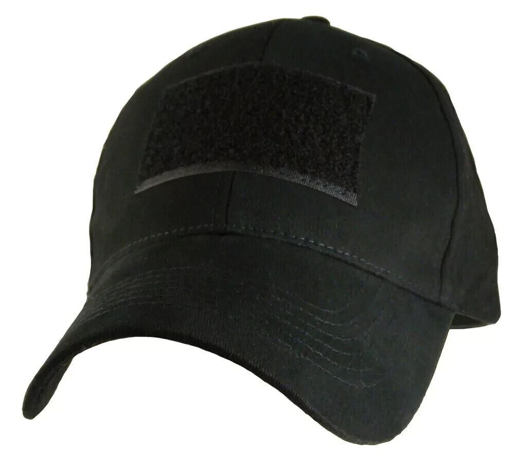 2" x 3" Hook & Loop Patch Holder Baseball cap hat. Black
