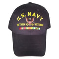 U.S. Navy Vietnam Veteran with Ribbons Baseball cap hat. Navy Blue