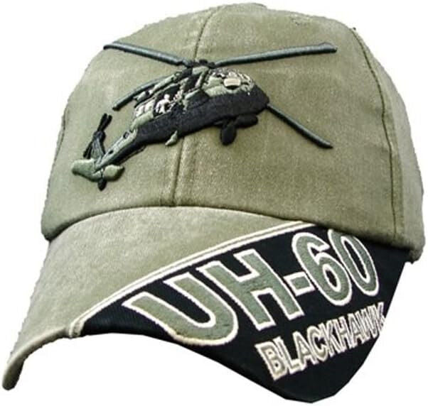 U.S. Army UH-60 Blackhawk cap hat. OD Green.