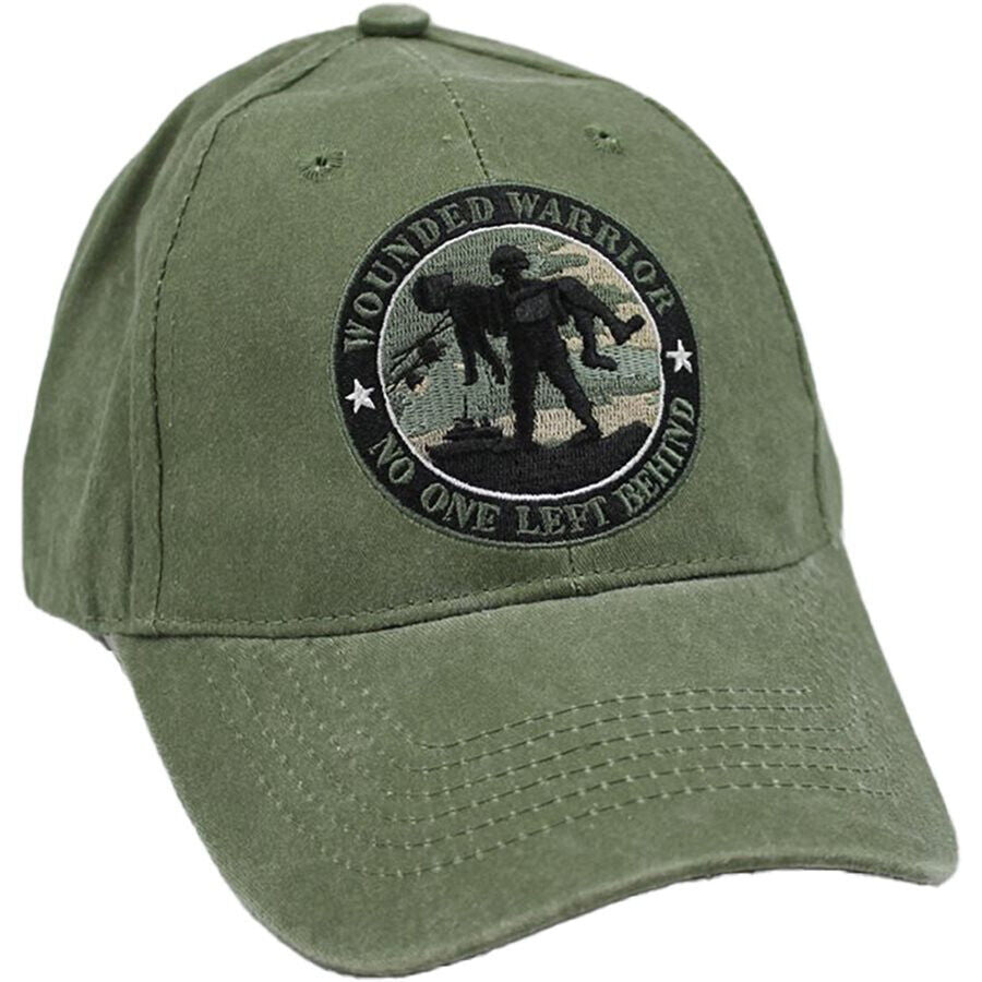 Wounded Warrior No One Left Behind Embroidered cap. OD Green