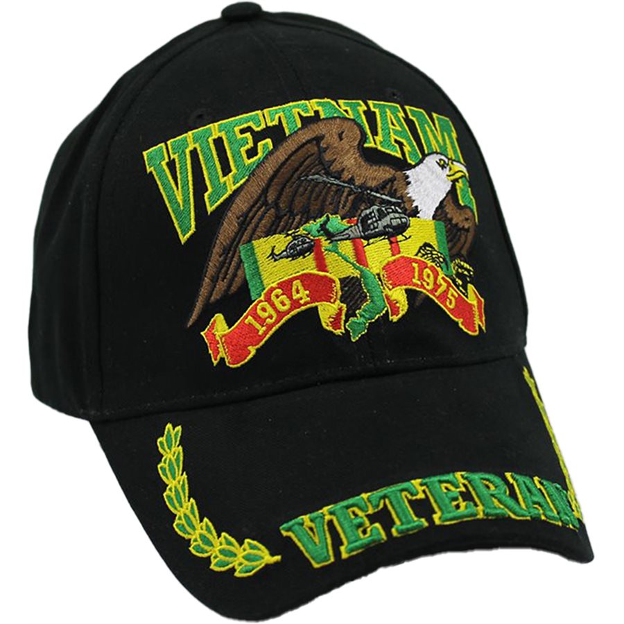Vietnam Veteran with Eagle Baseball cap hat. Black