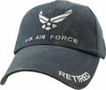 U.S. Air Force Retired Insignia Baseball cap hat. Washed Navy Blue
