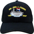 USS John C. Stennis Look Ahead Embroidered Baseball Cap. Navy Blue