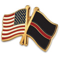 Fire Department Thin Red Line Flag with USA Flag Pin
