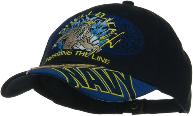 U.S. Navy Shellback "Crossing the Line" Baseball cap hat. Navy Blue