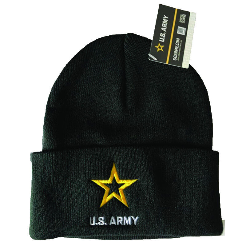 United States Army knit cap hat. Black.