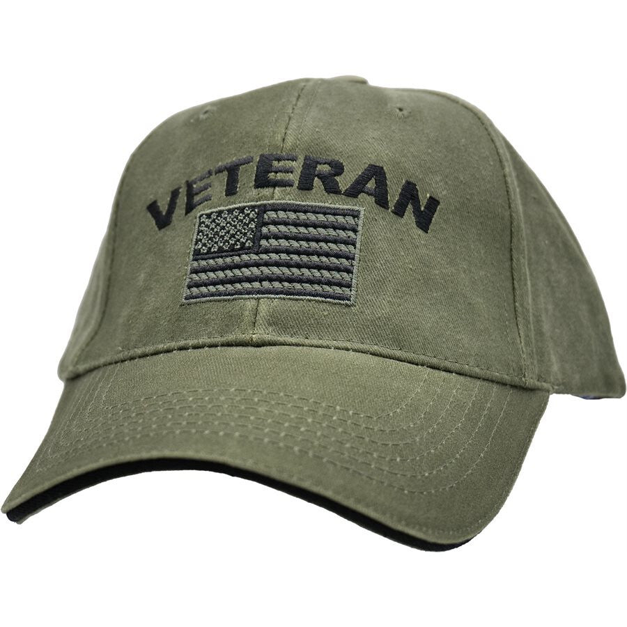 U.S. American Flag Veteran Baseball cap hat. OD Green