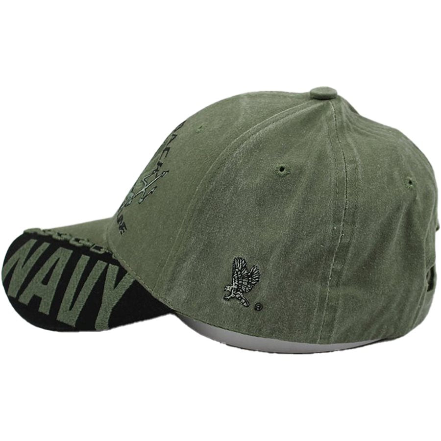 U.S. Navy Shellback "Crossing the Line" Baseball cap hat. OD Green