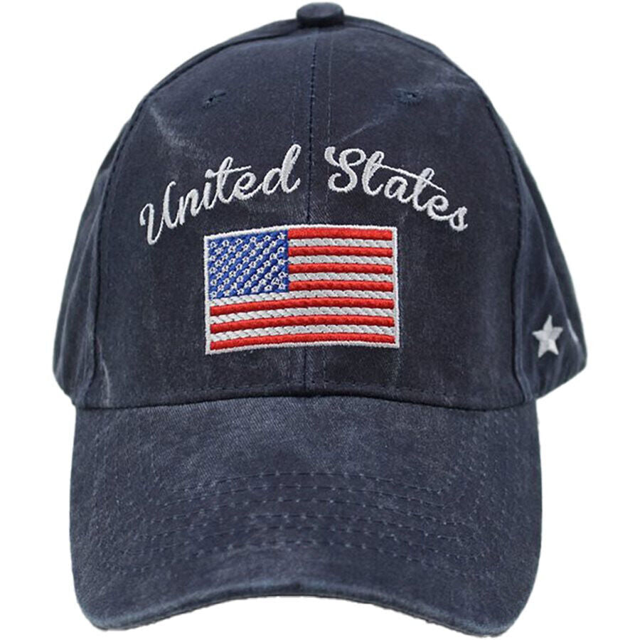 United States American Flag Baseball Cap. Washed Blue