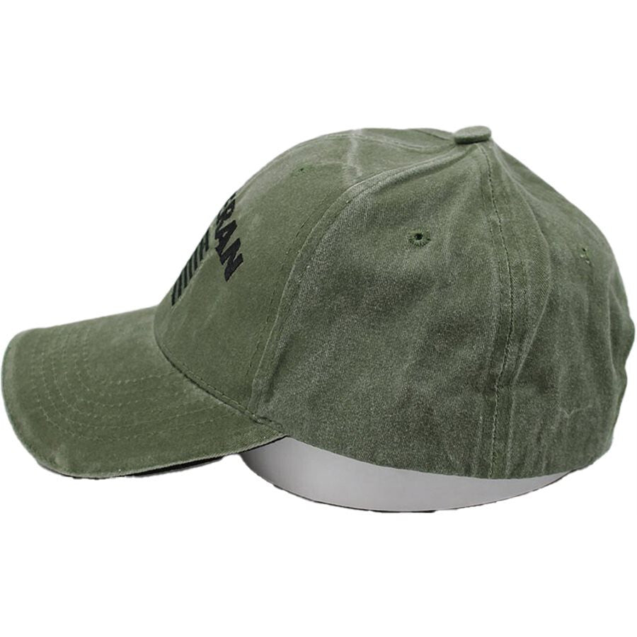 U.S. American Flag Veteran Baseball cap hat. OD Green