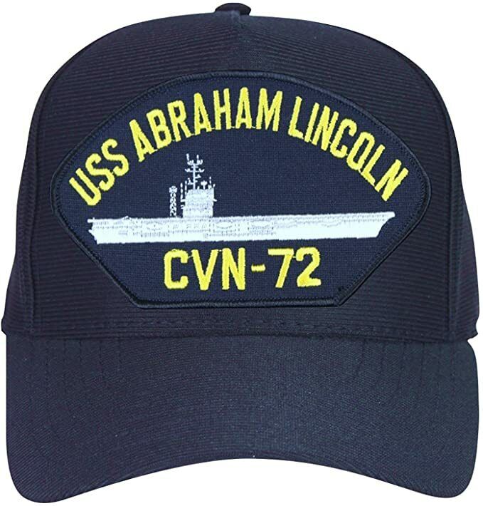 USS Abraham Lincoln CVN-72 Ships Baseball cap hat. Navy Blue. USA Made