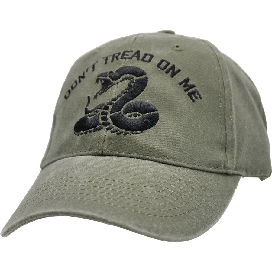 Don't Tread On Me Gadsden Baseball Cap. OD Green