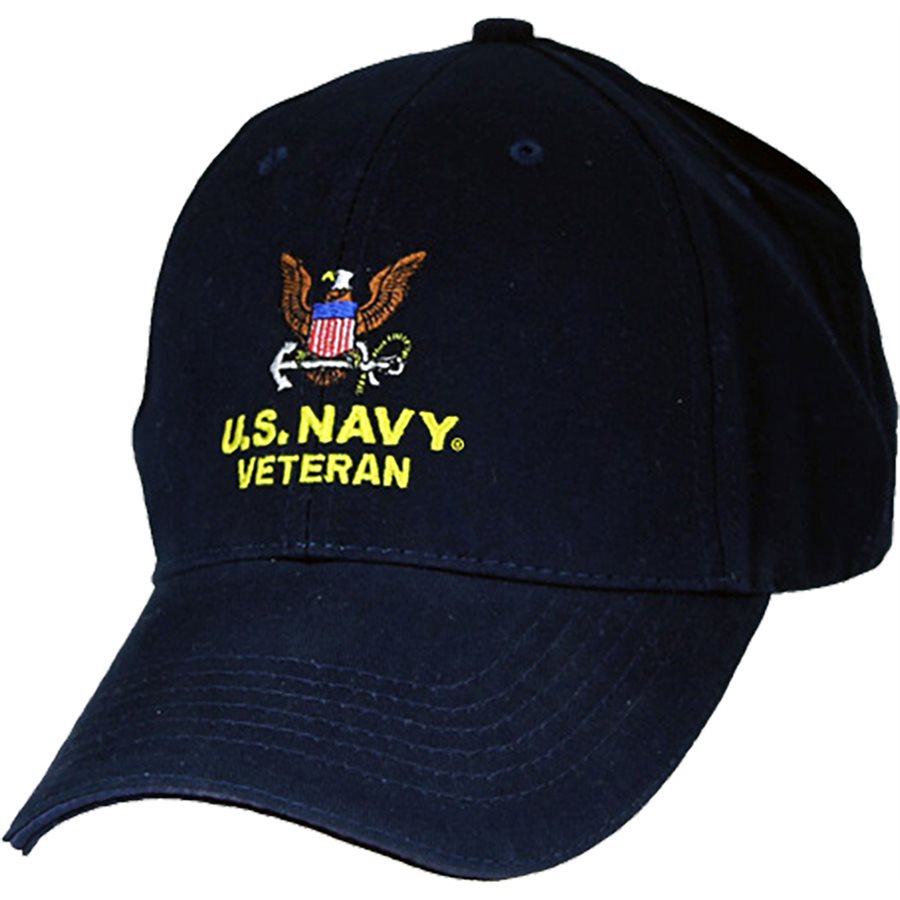 U.S. Navy Veteran Embroidered Baseball cap hat. Navy Blue