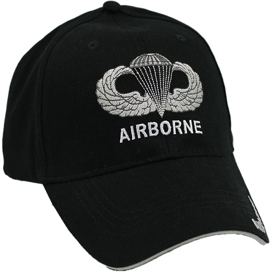 U.S. Army Airborne Jump Wings Baseball cap hat. Black.