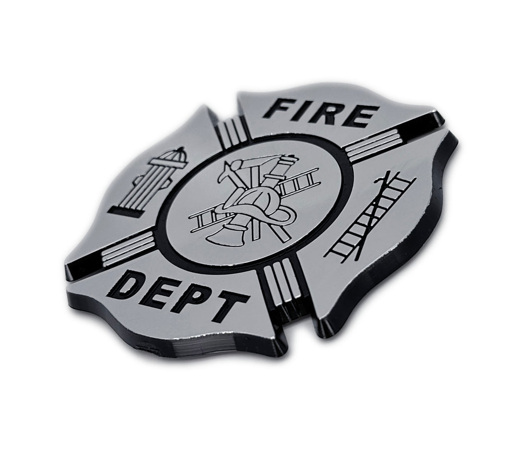 Firefighter Fire Department Black 3D Chrome Auto Emblem