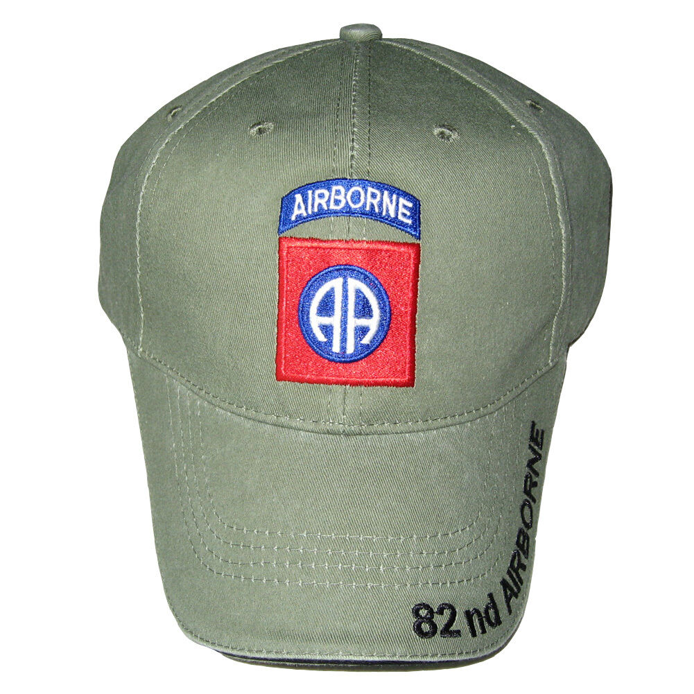 U.S. Army 82nd Airborne logo Baseball cap hat. OD Green