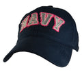 U.S. Navy Ladies Tattered Applique Baseball cap hat. Navy Blue