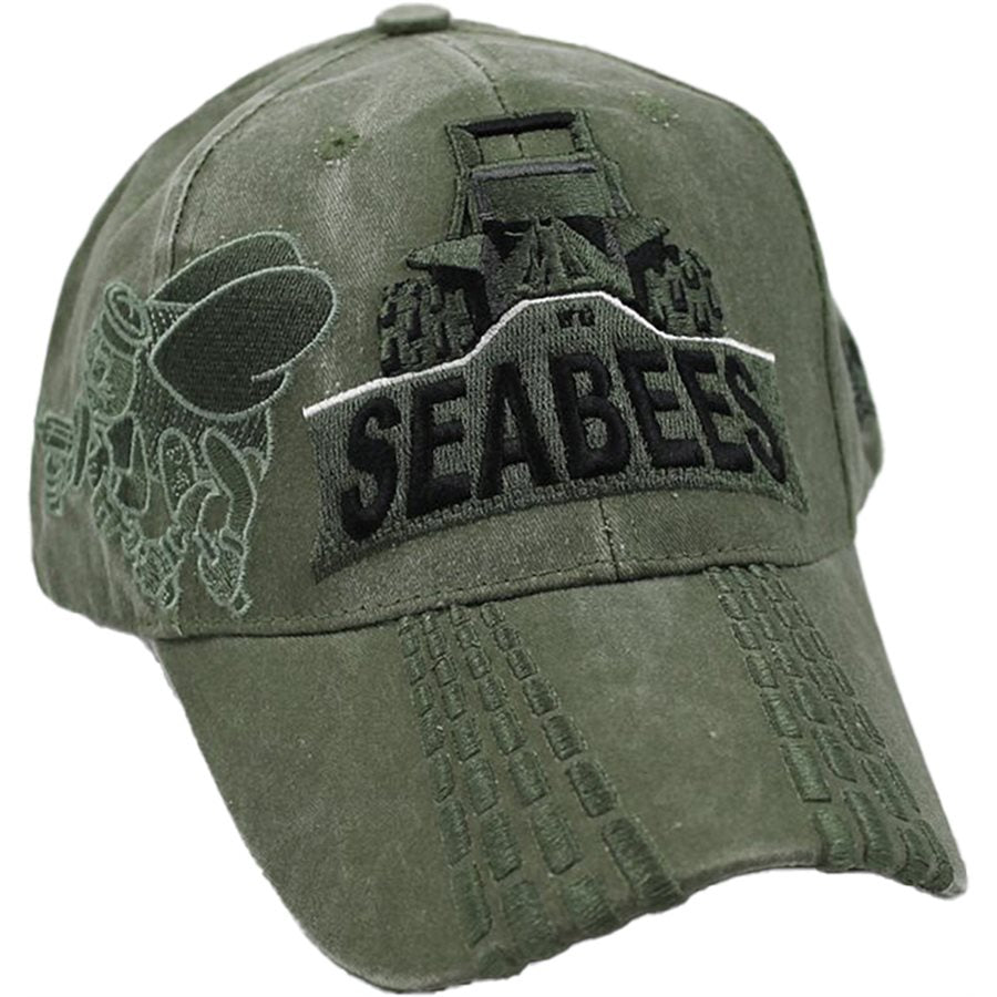 U.S. Navy Seabees Bulldozer cap hat. OD Green