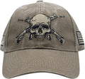 2nd Amendment Skull and Rifle Baseball Cap. Washed Khaki
