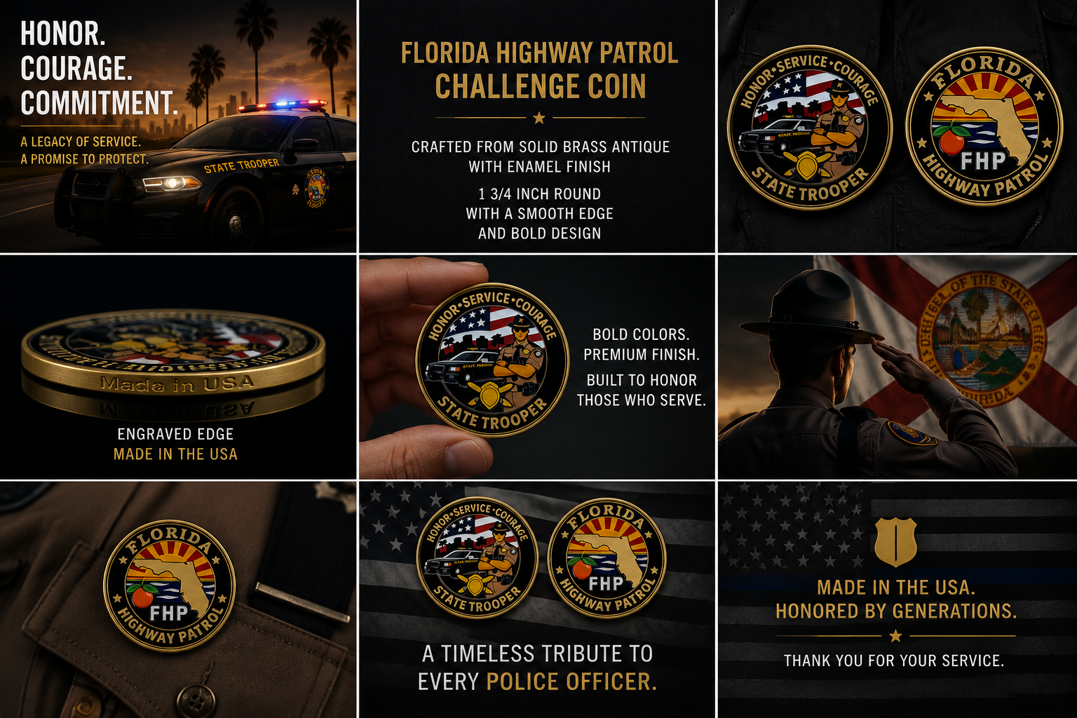 FHP Florida Highway Patrol Challenge Coin. Made in USA