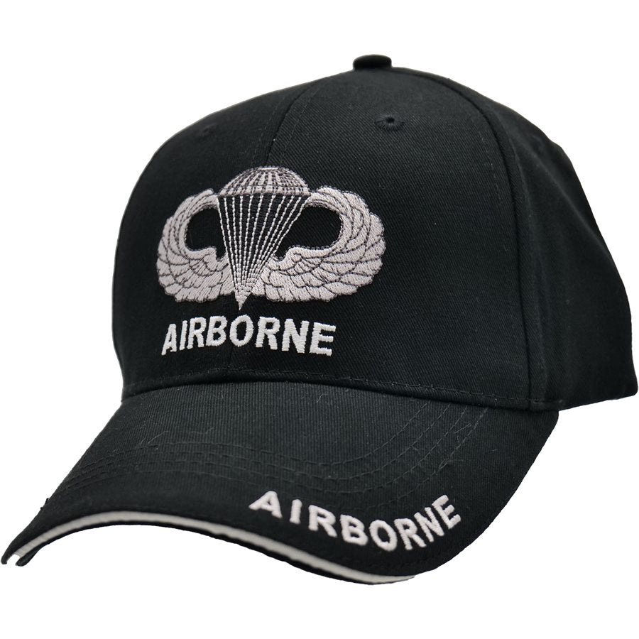 U.S. Army Airborne Jump Wings Baseball cap hat. Black.
