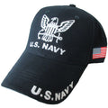 U.S. Navy with U.S. Flag on side Baseball cap hat. Navy Blue