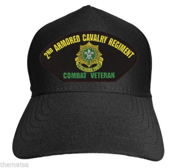 2nd Armored Cavalry Regiment Combat Veteran Ships Baseball cap hat. Black. USA Made