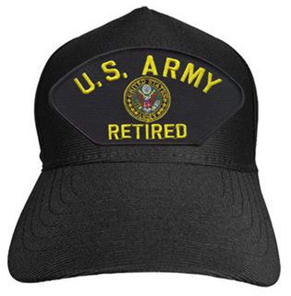 U.S. Army Retired Baseball cap hat. Black. Made in USA