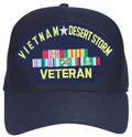 Vietnam Desert Storm Vet with Ribbons Baseball Cap. Made in USA. Navy Blue