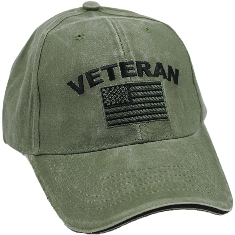 U.S. American Flag Veteran Baseball cap hat. OD Green