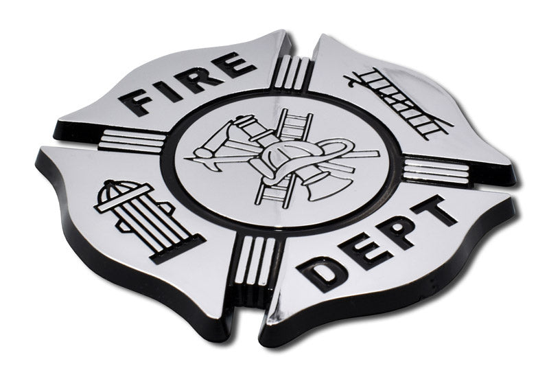 Firefighter Fire Department Black 3D Chrome Auto Emblem