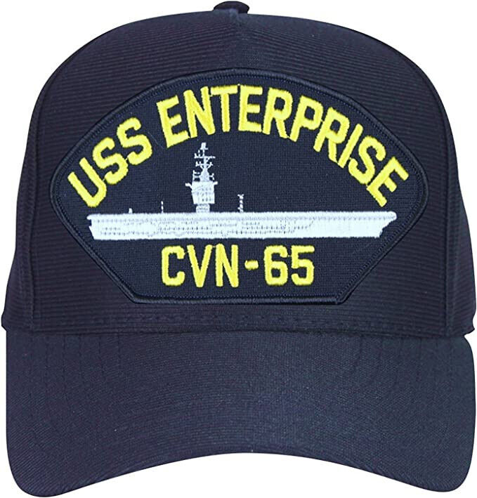 USS Enterprise CVN-65 Ships Baseball cap hat. Navy Blue