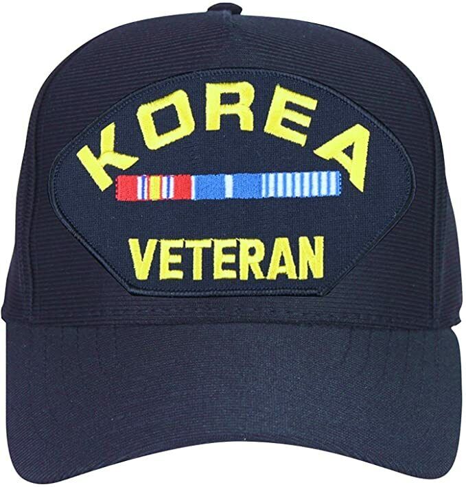 Korea Veteran Veteran with Ribbons Baseball cap hat. Navy Blue. USA Made