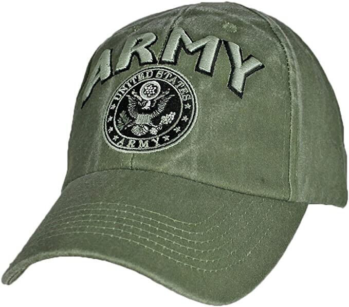 U.S. Army Emblem Insignia cap hat. OD Green.