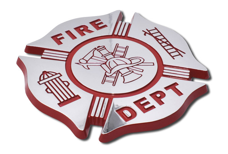 Firefighter Fire Department Red 3D Chrome Auto Emblem