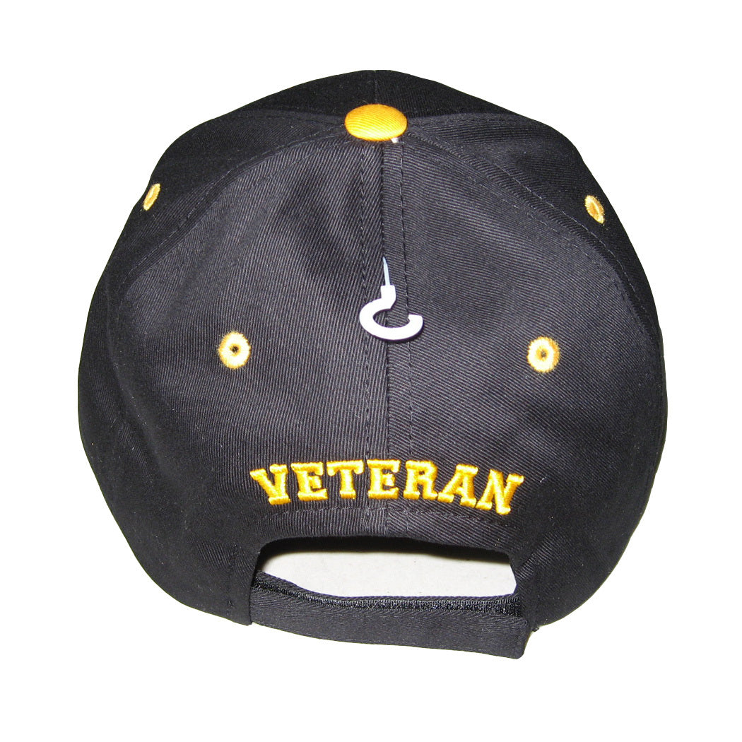 Vietnam Era Veteran 1960-1975 Eagle with Flag Baseball Cap. Black