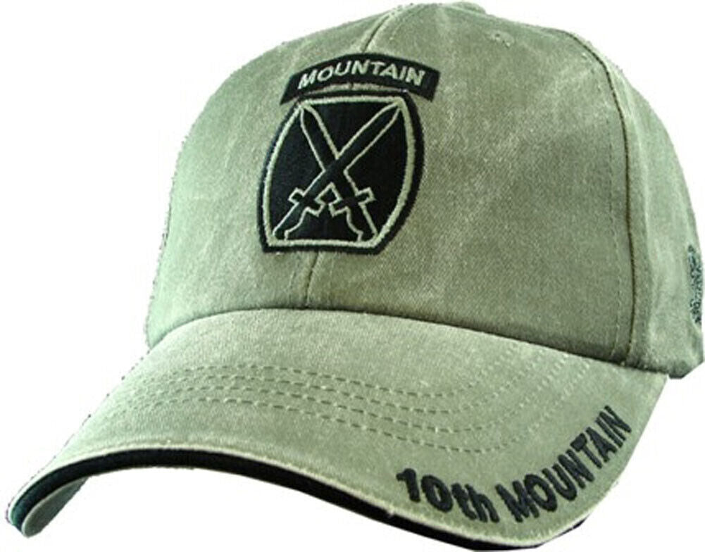U.S. Army 10th Mountain Division Insignia cap hat. OD Green