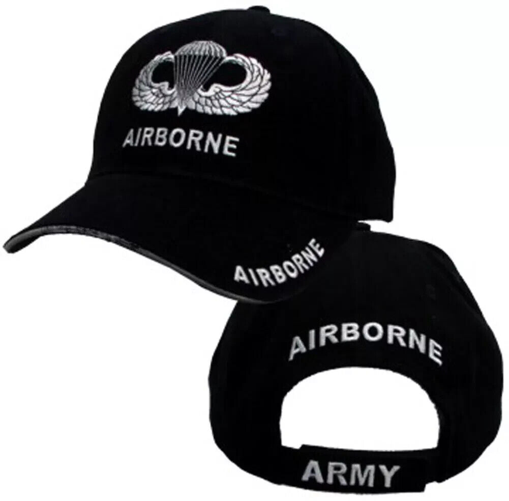U.S. Army Airborne Jump Wings Baseball cap hat. Black.