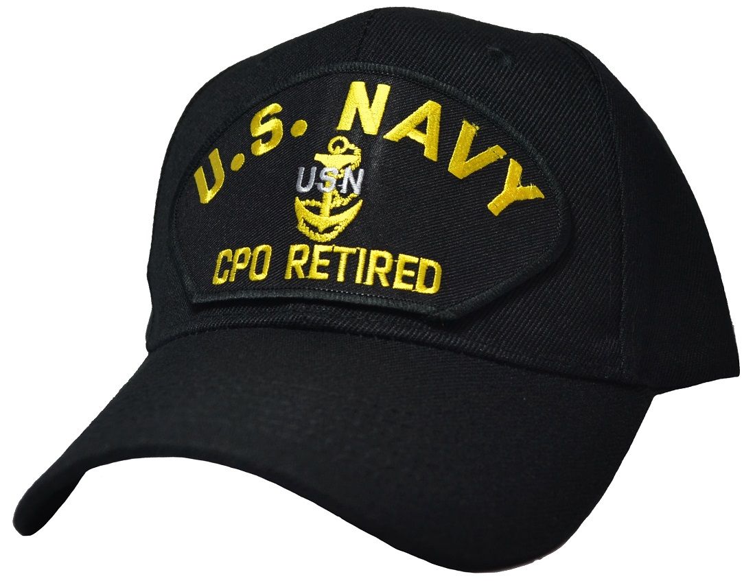 U.S. Navy CPO Retired Ships Baseball cap hat. Navy Blue. USA Made