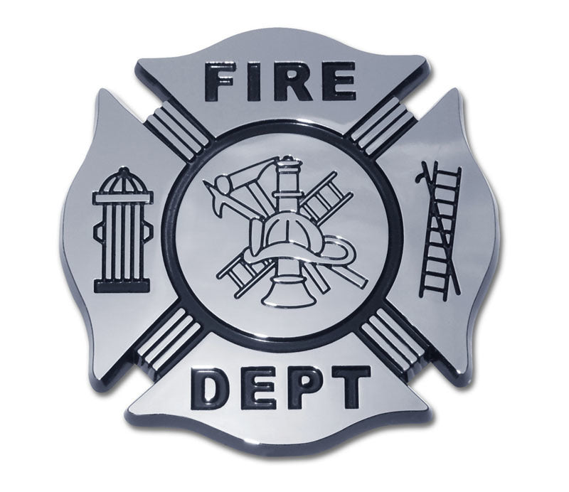 Firefighter Fire Department Black 3D Chrome Auto Emblem