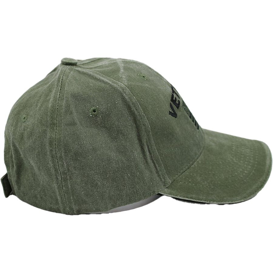 U.S. American Flag Veteran Baseball cap hat. OD Green