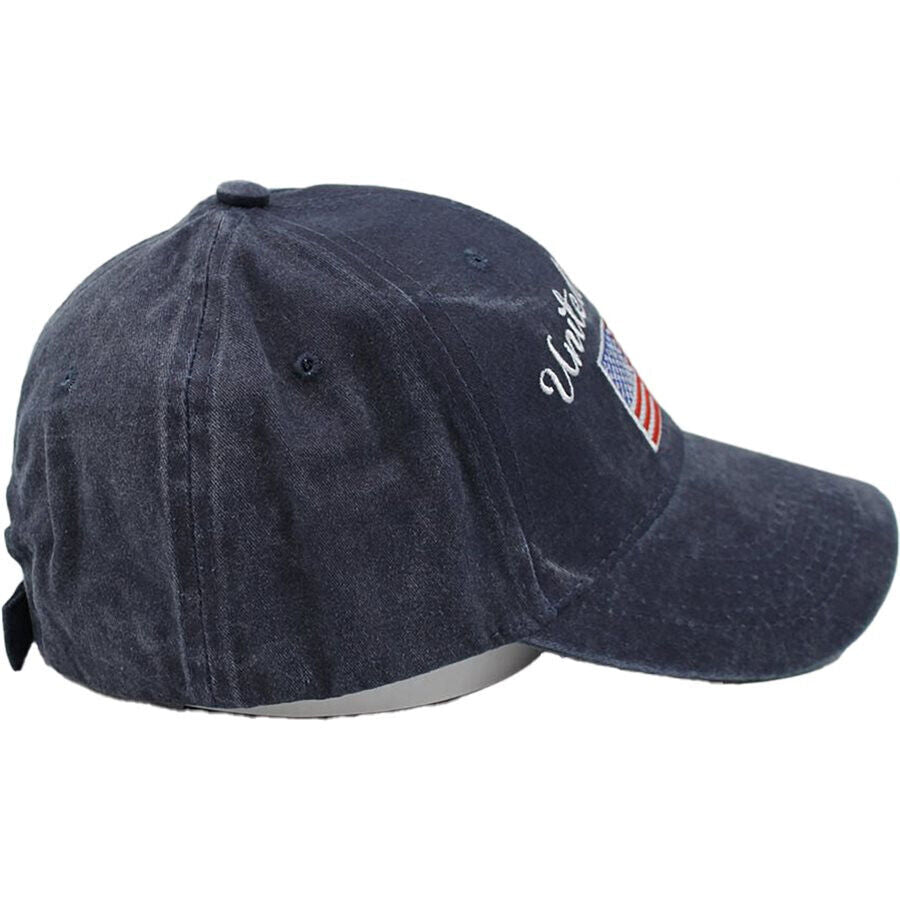 United States American Flag Baseball Cap. Washed Blue