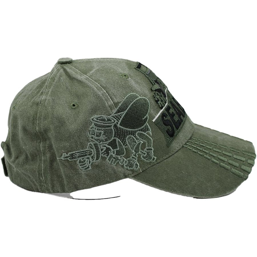 U.S. Navy Seabees Bulldozer cap hat. OD Green
