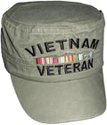 Vietnam Veteran Baseball cap hat. Flat Top. OD Green