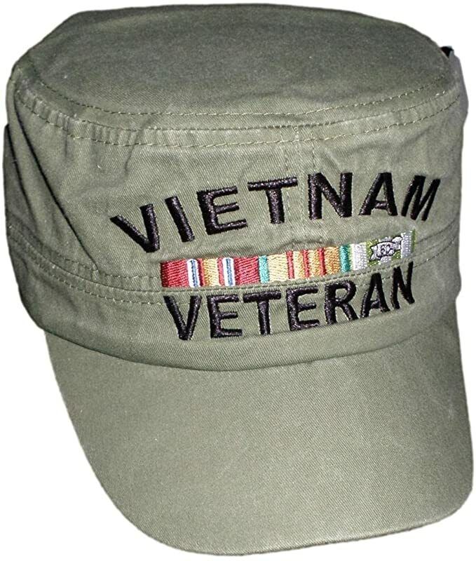 Vietnam Veteran Baseball cap hat. Flat Top. OD Green