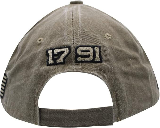 2nd Amendment Skull and Rifle Baseball Cap. Washed Khaki