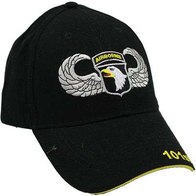 U.S. Army 101st Airborne with wings cap hat. Black